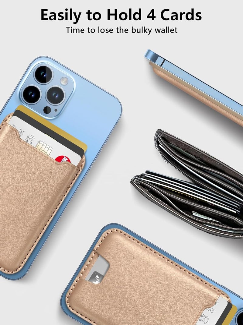 TopMade for Magsafe Wallet, Strongest Magnetic Card Holder for iPhone 17, iPhone 16/15/14/13/12 Series, Magnetic Phone Wallet with Powerful Magnets, RFID Blocking, Fit 4 Cards, Desert Titanium Gold - Image 2